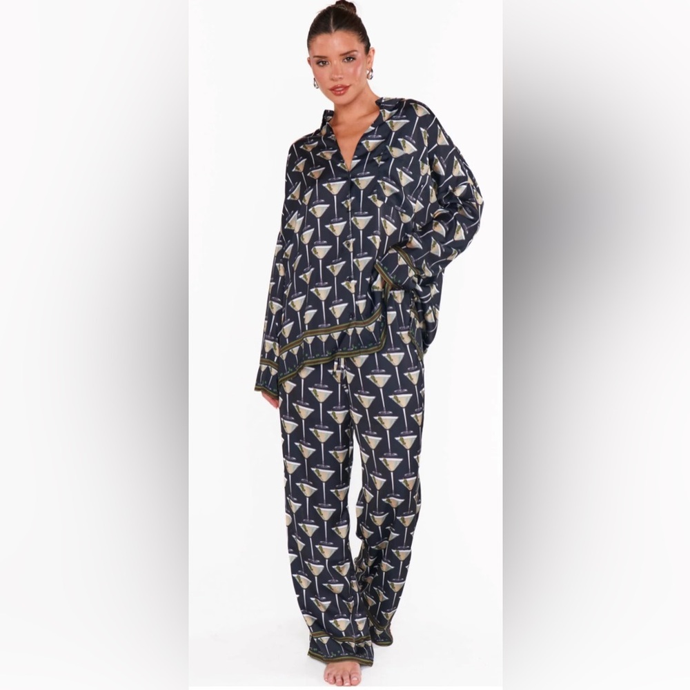Black Martini Print Pajama Set show me your Mumu